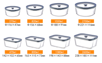 Récipients de stockage d'aliments en verre à haute teneur en borosilicate avec couvercle en verre Récipient hermétique de cuisine Boîte de stockage de conservation fraîche