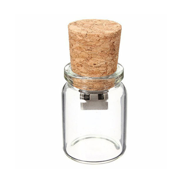 Drift Bottle USB Flash Drive  2.0 1GB 2GB 4GB Bulk Gift Memory Stick 3.0 8GB 16GB 32GB 64GB Cork Glass Pen Drive Wooden Case