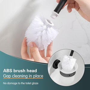 Soporte moderno para escobilla de baño, montado en la pared, con vaso de plástico esmerilado y acabado de latón pulido, diseño minimalista redondo para baño - Product Image 4