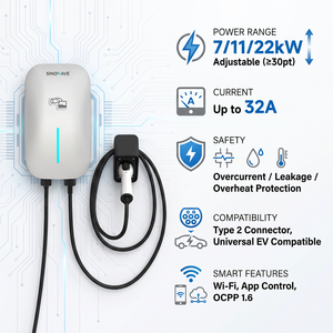 Chargeur mural SINOWAVE 22kW 32A pour véhicules électriques, CEE rouge avec <span class=keywords><strong>prise</strong></span> Type 2 AC via l'application Tuya, neuf - Product Image 3
