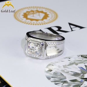 Anillo de Compromiso y Matrimonio de Plata de Ley 925 de Alta Calidad con Hoja de Oro, Certificado GRA, Corte Brillante D VVS, Moissanita - Product Image 4