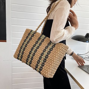 Sac à main tissé en <span class=keywords><strong>osier</strong></span> pour femmes, sacs en paille de plage, fourre-tout décontracté en rotin pour dames, grande capacité, nouvelle collection - Product Image 3