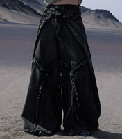 Pantalon streetwear multi-déchiré en jean patchwork, coupe bootcut, design original, pour homme et femme, grandes tailles