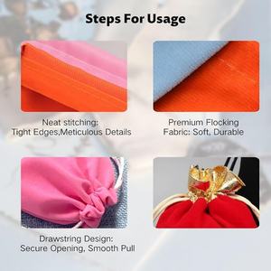 Bolsa de Joyería de Terciopelo Personalizada al por Mayor con Cordón, Diseño Cuadrado Moderno de 7*9cm - Contenedor de Regalo con Logotipo Personalizado - Product Image 4
