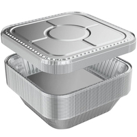 Barquettes carrées jetables en aluminium pour poutine avec couvercle en aluminium, compatibles micro-ondes, pour frites canadiennes, fromage blanc et sauce