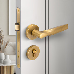 Coffee Colored Bronze Interior Door Lock Brass Lever Handle Minimalist Design For 30-55mm Wooden Doors - Product Image 1