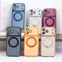 Coque de téléphone avec support magnétique rotatif à 360° pour iPhone 18 17 16 15 Pro Max, en TPU PC, toucher doux, anti-traces de doigts, compatible avec la charge sans fil