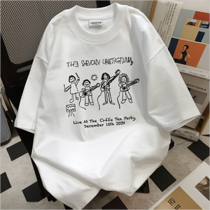เสื้อยืดสไตล์เรียบง่ายใส่ได้ทั้งชายและหญิง, เสื้อยืดพิมพ์ลายทรงหลวมแขนยาวโอเวอร์ไซส์สไตล์เรียบง่าย F1 - Product Image 1