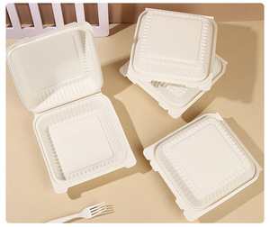 Scatola per Alimenti Usa e Getta Biodegradabile 9x9 Pollici, Contenitore per Pranzo Bento in Amido di Mais - Product Image 6