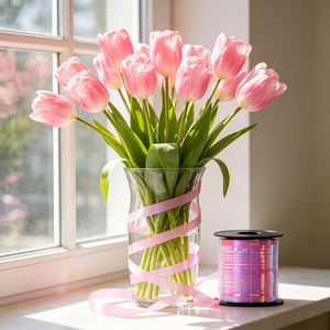 Nastro Rosa Cinta 450M, tonalità rosa tenue con forma rotonda, per decorazioni per feste. - Product Image 4