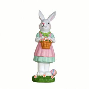 Custom Artistic Animal <b>Easter</b> Bunny Resin Statue with Flower Basket and <b>Easter</b> Egg Spring Garden Home Decor <b>Gift</b> - Product Image 1