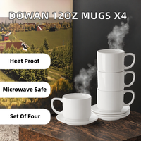 Ensemble tasse et soucoupe en céramique blanche 12 oz, tasse et assiette en porcelaine pour latte, thé, café