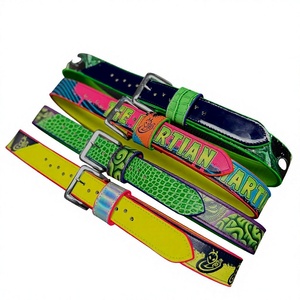 Ceinture de baseball réversible en cuir de vachette, design colorblock, boucle ardillon argentée rectangulaire, style décontracté, largeur 2,5 pouces - Product Image 2