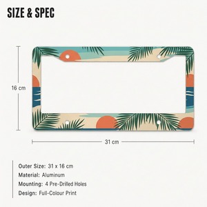 Marco <span class=keywords><strong>de</strong></span> Placa Personalizado <span class=keywords><strong>con</strong></span> Impresión <span class=keywords><strong>de</strong></span> Palmeras al Atardecer, Soporte <span class=keywords><strong>de</strong></span> Placa <span class=keywords><strong>de</strong></span> Aluminio, Decoración Tropical Costera, 31 x 16 cm - Product Image 6