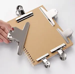 Artecho grosir sekolah menggunakan binder besi tahan karat fungsional, 3 buah/Set 100mm klip dokumen Bulldog Set klip untuk papan gambar