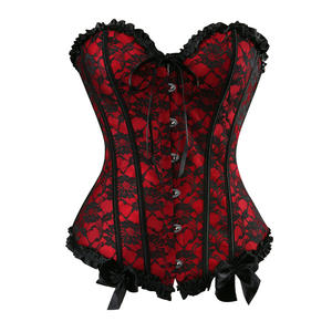 Ropa moldeadora adelgazante de talla grande personalizada, Floral recortadora de encaje, lencería Sexy con corsé rojo maduro para mujeres <span class=keywords><strong>tetonas</strong></span> - Product Image 4