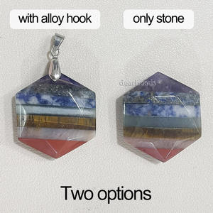 จี้หินธรรมชาติทรงหกเหลี่ยมเจียระไนแบบใหม่, จี้คริสตัลพลังตราประทับของโซโลมอนสำหรับทำเครื่องประดับ ขนาด 25 มม. - Product Image 6