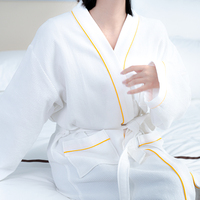 Lujo 100% algodón waffle mujeres Unisex kimono cuello Albornoz bordado personalizado logo hogar Hotel Spa batas de baño