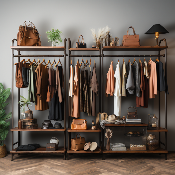 Luxury Garment Display Rack With Shelve Wall Display Clothing Shop ...