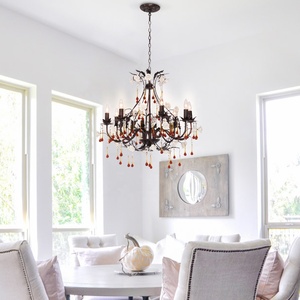 SKD Sunsir Lustre en verre vintage à 8 lumières Lampe suspendue au plafond en cristal gothique classique pour salon - Product Image 2