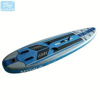 Planche de paddle gonflable avec ailerons linéaires doubles 335 cm (11 pieds) et pagaie réglable en aluminium pour la navigation en mer, de Chine, Lumark Custom