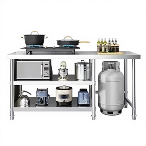 Stainless Steel Kitchen Non-Folding Three-Tier Gas Tank Stove Cutting Board <strong>Microwave</strong> Oven Compatible Multi-Functional <strong>Storage</strong> - Product Image 1