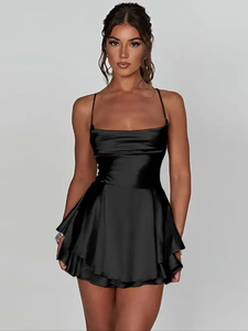 Romper Bandeau de satén a la moda, dobladillo en capas, Mono Blanco, imprescindible para la noche - Product Image 6