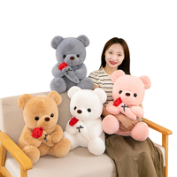 Vente en gros d'ours en peluche rose pour la Saint-Valentin, ours en peluche doux, gris et marron, cadeau de jour