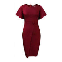 Jupe crayon pour femmes grandes tailles, élégante robe moulante à manches volantées pour le bureau, style africain et européen
