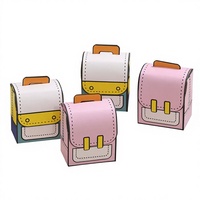 Boîte à bonbons pour la rentrée scolaire, boîte cadeau pour la Journée des enfants, boîte en papier rose et bleue à motif de dessin animé mignon pour fête d'étudiants