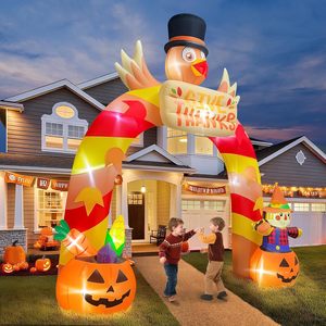 Arche gonflable de 3,6 m en forme de dinde pour Thanksgiving avec éclairage LED, décoration extérieure gonflable pour la récolte d'automne et la fête de Thanksgiving - Product Image 6