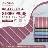 Tissu tricoté piqué rayé personnalisé 158 g/m² avec broderie blanche aspect fil pour polo, t-shirt, robe, vêtements pour femmes
