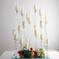 Gros candélabres en cristal à 10 piliers candélabres en cristal clair pour centres de table de mariage