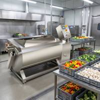Laveuse commerciale multifonctionnelle inclinable pour le nettoyage des fruits, légumes, fruits de mer, aliments marinés et herbes aromatiques