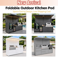 Nouvelles Arrivées Cuisine d'Extérieur Personnalisée Étanche avec Barbecue, en Acier Inoxydable pour Jardin/Cour, avec Abris