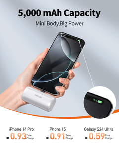 พาวเวอร์แบงค์แบบแคปซูล 5000mAh สำหรับใช้ทุกวัน รองรับ <span class=keywords><strong>iPhone</strong></span> Android ชาร์จเร็ว 15W เครื่องชาร์จพกพาขนาดเล็ก ช่องเสียบ Type-C และ USB หลายอินเทอร์เฟซ - Product Image 4