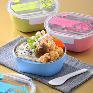 Boîte à lunch en acier inoxydable Moldesu, rectangulaire, avec couvercle hermétique, bleu, vert, rose, boîte à bento pour étudiants - Product Image 1