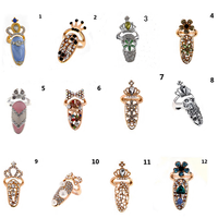 Vente chaude Réglable Ouvert Manucure Ensemble avec Couronne Strass Simple Joint Verre Nail Anneaux Populaire Bijoux De Mode