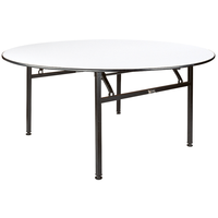 Table Ronde Pliante pour Événements et Banquets, Plateau en PVC et Contreplaqué, Structure en Fer et Acier, Vente en Gros pour Intérieur