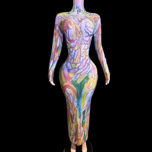 Женское длинное платье со стразами - Product Image 1