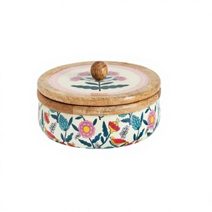 Boîte à chapati en bois à motif floral, boîte de rangement pour roti, avec vaisselle de qualité supérieure, conteneur de service pour chapati - Product Image 1