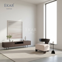 Fauteuil lounge moderne Kylo EKAR à profil bas avec dossier en bois courbé pour salon, bureau à domicile et chambre à coucher