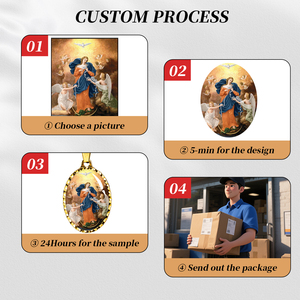 Colgantes de la Serie Brillante de Acero Inoxidable al por Mayor con Icono Religioso de María Desatadora de Nudos para Cristianos con Cadena de Serpiente - Product Image 3