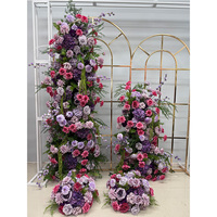 Dekorasi Acara Pernikahan 30cm 35cm, Centerpiece Meja Besar, Bunga Buatan Fuchsia Lilac Lavender Ungu Mawar, Bola Bunga Artifisial