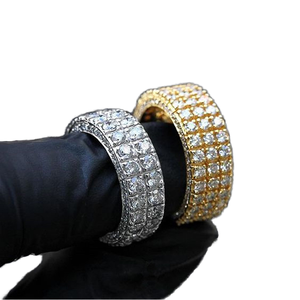 Bague Éternité Moissanite Entièrement Sertie Effet Diamant VVS Luxe, Bague de Fiançailles et de Mariage Hip Hop en Argent pour Hommes et Femmes - Product Image 1