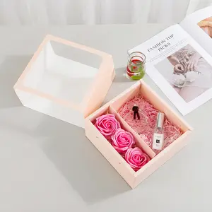 Father mother I love you roses flower bouquet box handle gift mothers days gift flower i love you mom luxury paper flower box