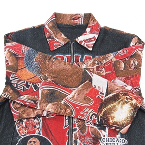 Fornitura OEM Basso MOQ Giacca da Basket in Tessuto Jacquard Arazzo Personalizzata da Uomo con <span class=keywords><strong>Zip</strong></span> Fodera in Seta <span class=keywords><strong>Cardigan</strong></span> con Cerniera - Product Image 5