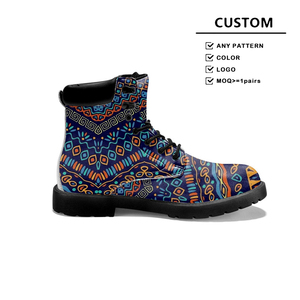 Sepatu bot tinggi pergelangan kaki termal uniseks, sepatu bot tahan air bertali dengan pola dan warna apa pun musim panas trendi baru - Product Image 6