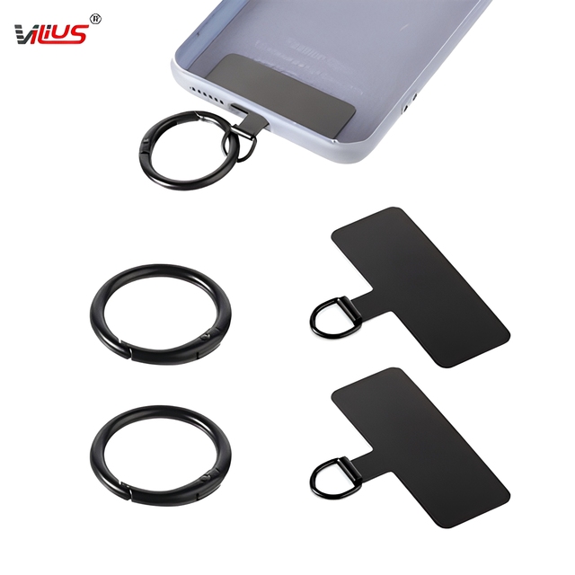 Ultra-thin Universal Phone Gasket Lanyard Tether Tab Metal Ring Connector for Cell Phone Case Charging Port Compatible