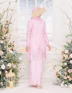 Conjunto de encaje SIPO a juego, diseño bordado elegante, ropa musulmana ajustada, Kurung Baju, de manga larga, Color sólido, Malaysia - Product Image 2